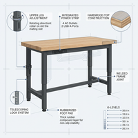 48 In. W X 24 In. D Heavy-Duty Capacity Adjustable Workbench Work Table Hardwood Top with Integrated Power Outlet — How It Works