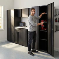7-Piece Regular Duty Welded Steel Garage Storage System in Black (109 In. W X 75 In. H X 19.6 In. D) — Lifestyle