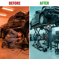 Car Lift, 7,000 Lbs. Capacity Portable Car Lift, 26.8 In. Max. Height, Carbon Steel Truck Lift with 120-Volt Power Unit — Before & After