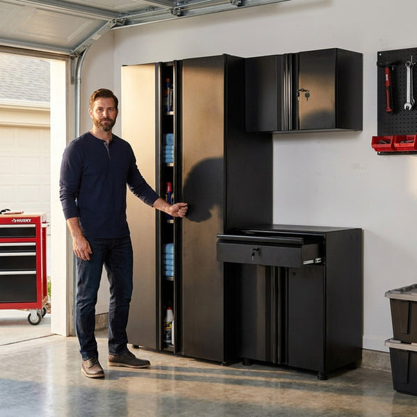 Garage Storage Cabinet System Built for Heavy-Duty Organization, 21-Gauge Steel, Pre-Assembled, Ball Bearing Slides