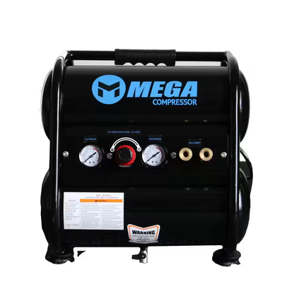 Silent 4 Gal. 2HP 135 PSI Twin Tank Oil Free Corded Electric Air Compressor