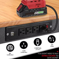 48 In. W X 24 In. D Heavy-Duty Capacity Adjustable Workbench Work Table Hardwood Top with Integrated Power Outlet