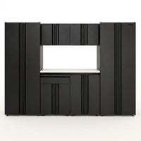 7-Piece Regular Duty Welded Steel Garage Storage System in Black (109 In. W X 75 In. H X 19.6 In. D) — Studio Shot