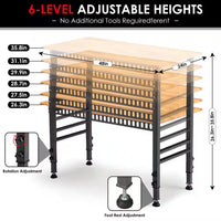 48 In. W X 24 In. D Heavy-Duty Capacity Adjustable Workbench Work Table Hardwood Top with Integrated Power Outlet