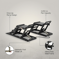 Hydraulic Car Lift with Ramp - 3,000 Lb. per Pair Capacity — infographic