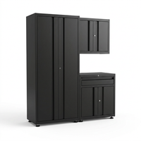Regular Duty Welded 54.5 In. W X 75 In. H X 19.6 In. D 21-Gauge Steel 3-Piece Garage Storage System in Black — Studio Shot